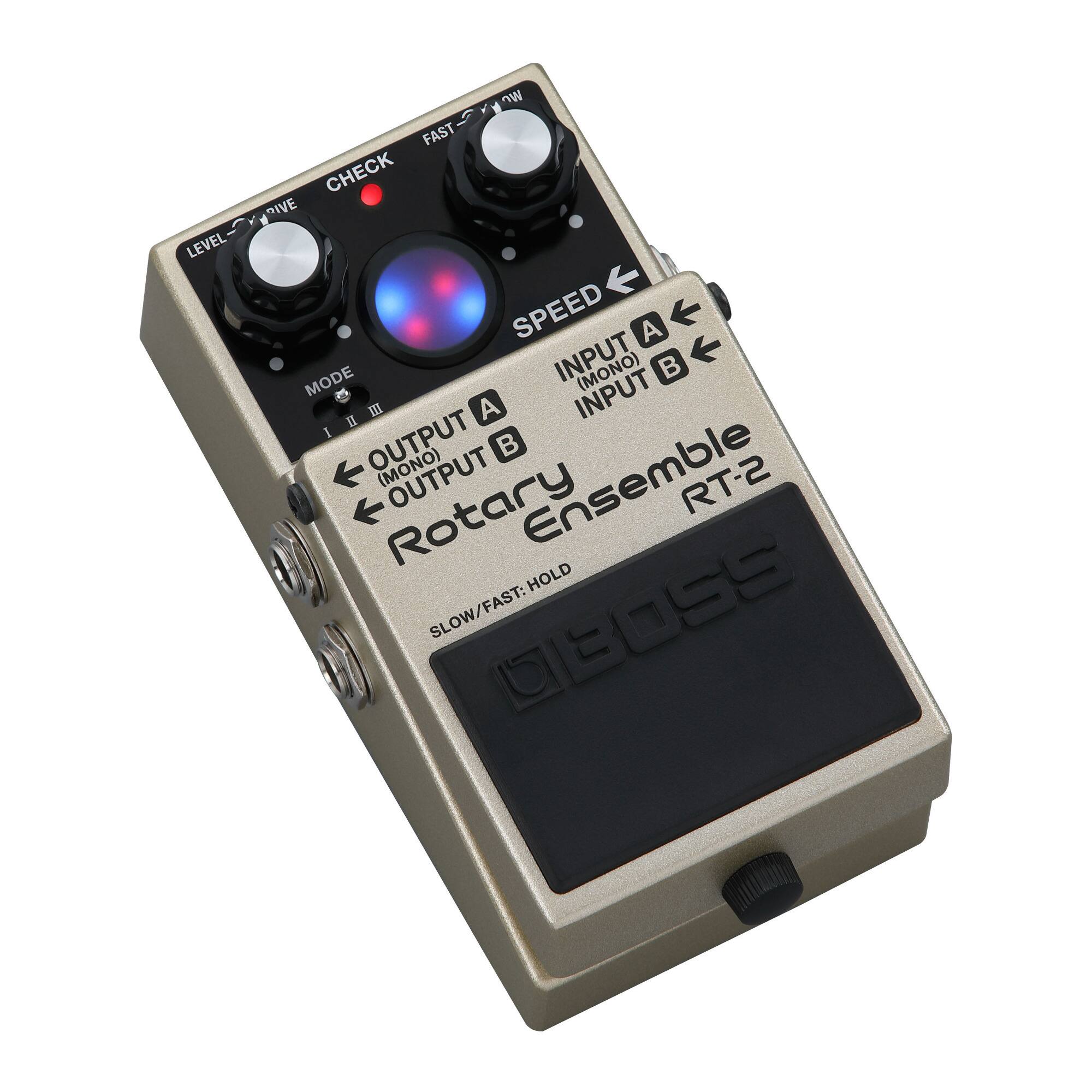 LEVEL DIVE  
CHECK  
SPEED  
FAST  
INPUT A (MONO)  
INPUT B  
OUTPUT A (MONO)  
OUTPUT B  
MODE  
ROTARY Ensemble RT-2  
SLOW/FAST: HOLD  
BOSS