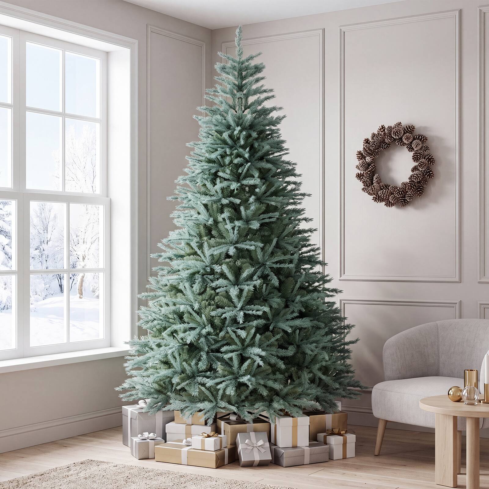 Alt View 4. Costway - Costway 8 FT Artificial Spruce Christmas Tree with Metal Stand,1765 Lush Branch Tips - Blue-Green.