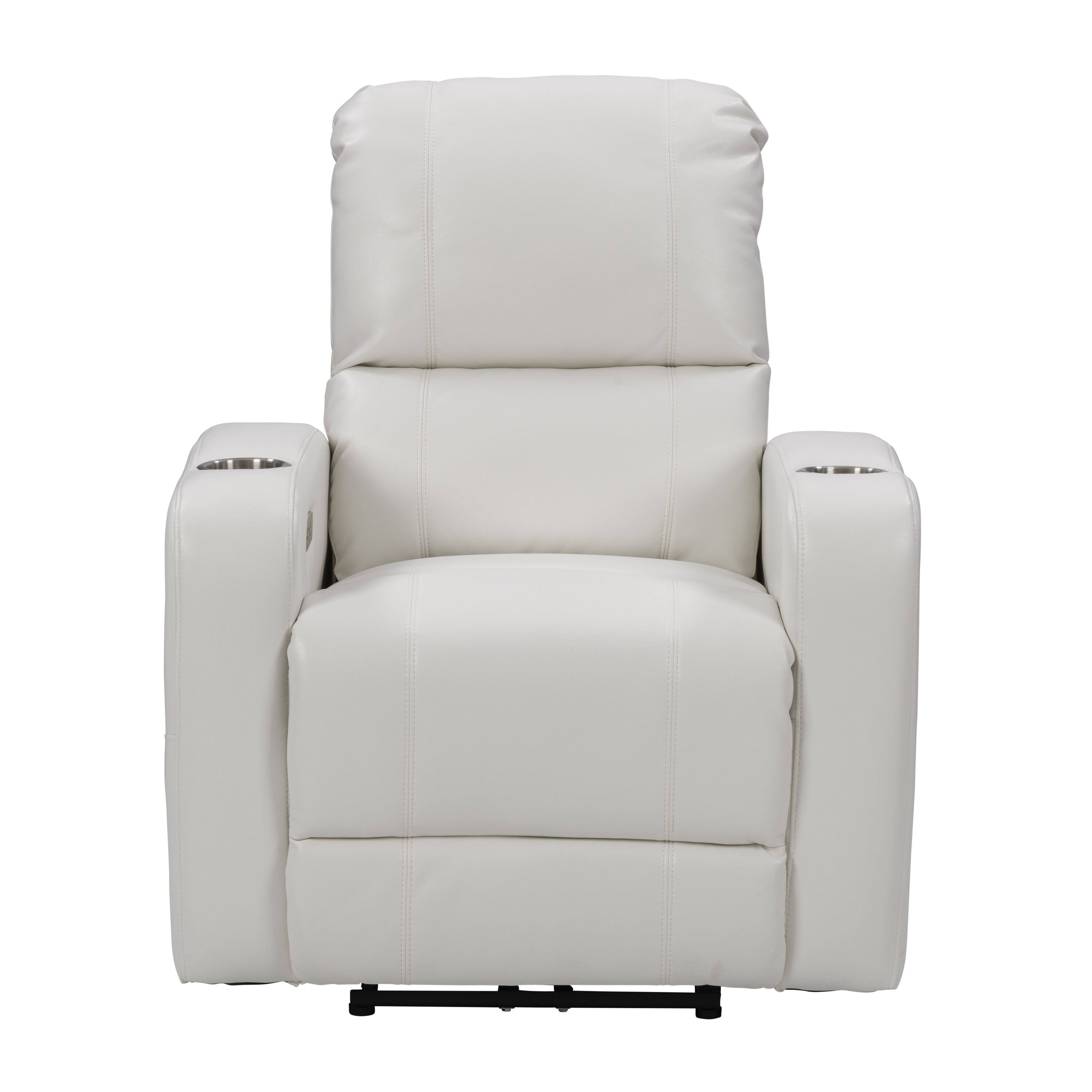 Front. CorLiving - Oren PU Theatre Recliner - White.