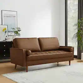 Valour Tufted Vegan Leather Sofa by Modway - Brown