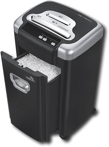 Front Standard. Fellowes - Powershred Micro-Cut Shredder - Black, Silver.
