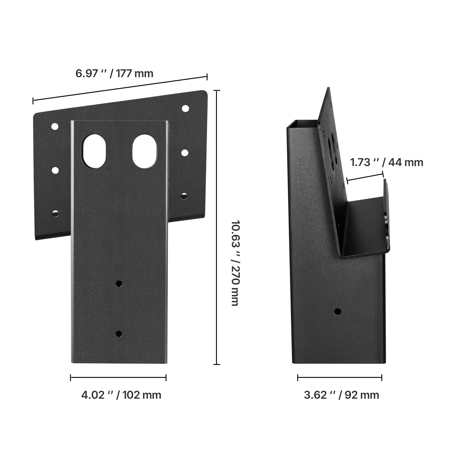 6.97" / 177 mm  
1.73" / 44 mm  
10.63" / 270 mm  
4.02" / 102 mm  
3.62" / 92 mm