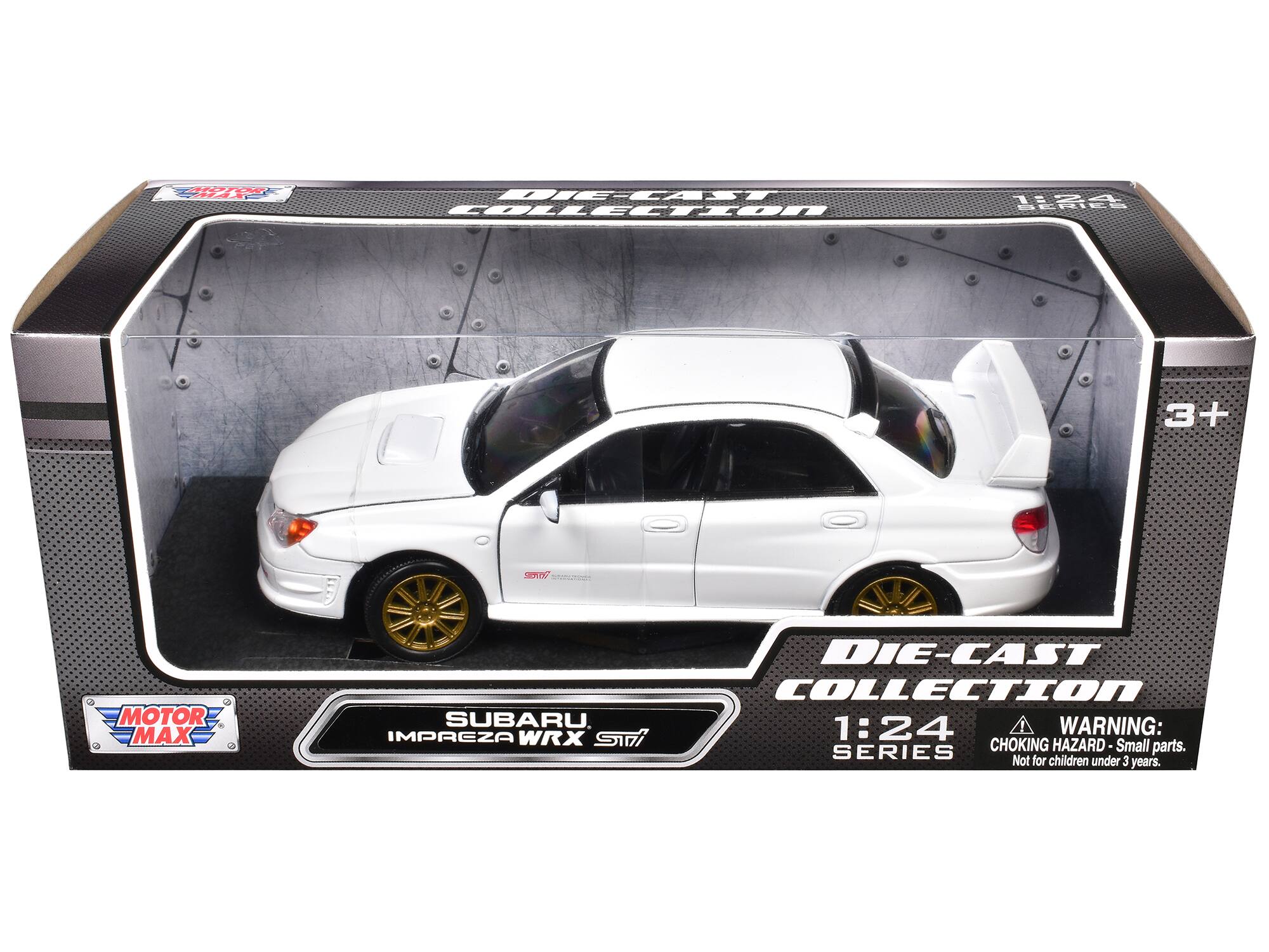 MOTOR MAX  
DIE-CAST COLLECTION  
1:24  
SUBARU IMPREZA WRX STI  

WARNING: CHOKING HAZARD - Small parts. Not for children under 3 years.  

3+