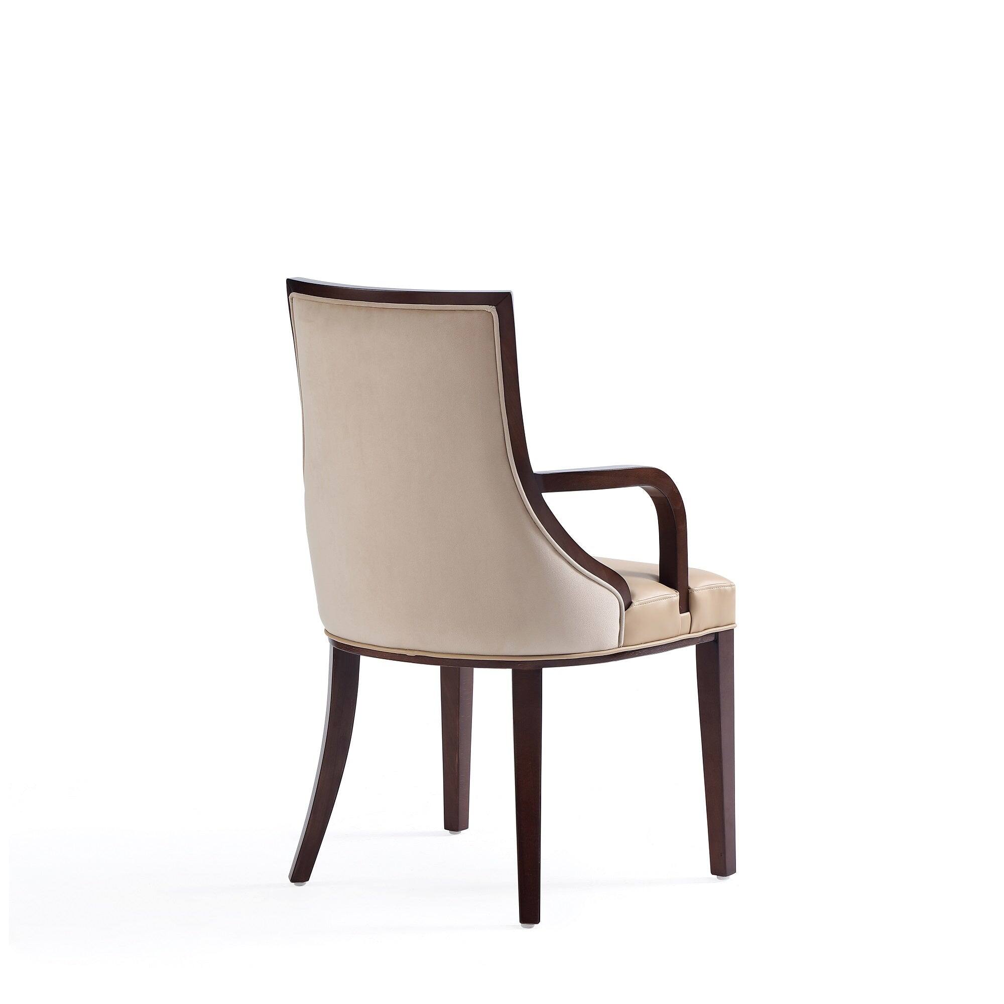 Alt View 2. Manhattan Comfort - Grand Traditional Wood Upholstered Dining Chair with Arms - Tan.
