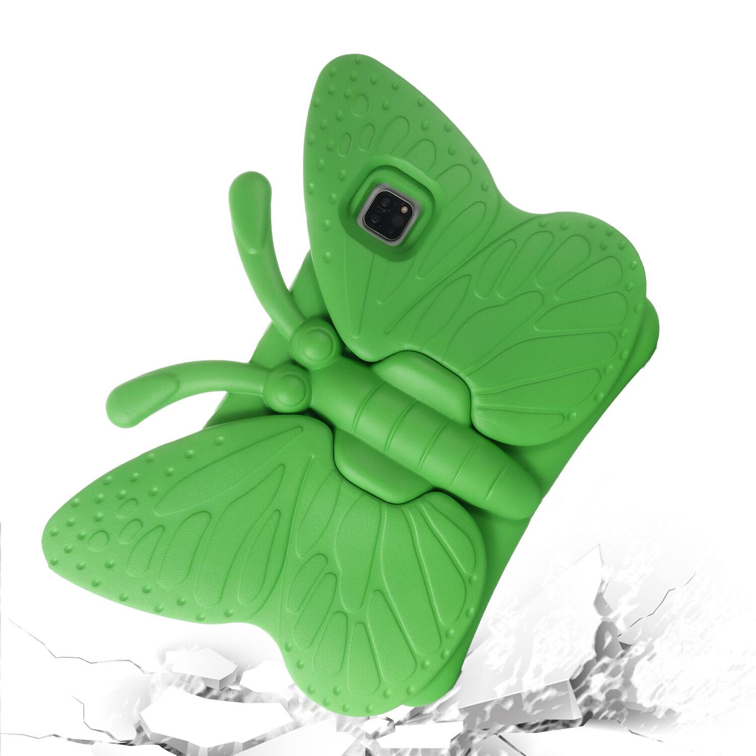 Angle. Dteck - For iPad Air 11'' (M4)2026/(M3)2025/ (M2)2024 & iPad Pro 11'' (M5) 2025/(M4) 2024 Kid Butterfly Kickstand EVA Case - Green.