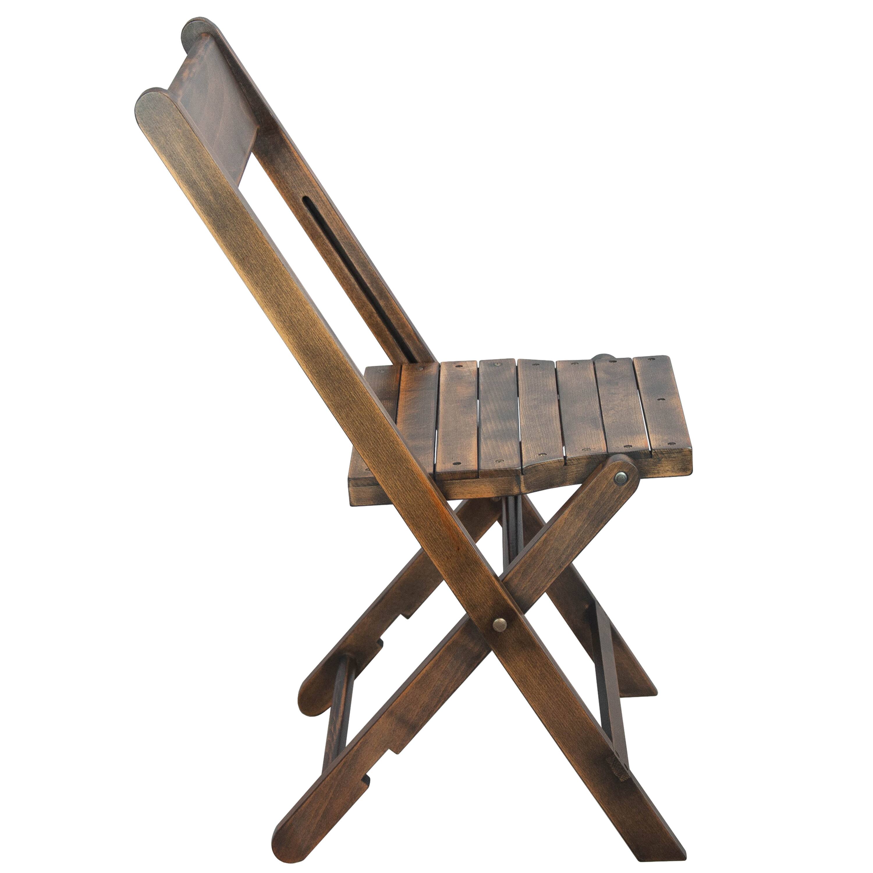 Alt View 7. Emma + Oliver - Slatted Wood Folding Wedding Chair - Event Chair, Set of 4 - Antique Black.