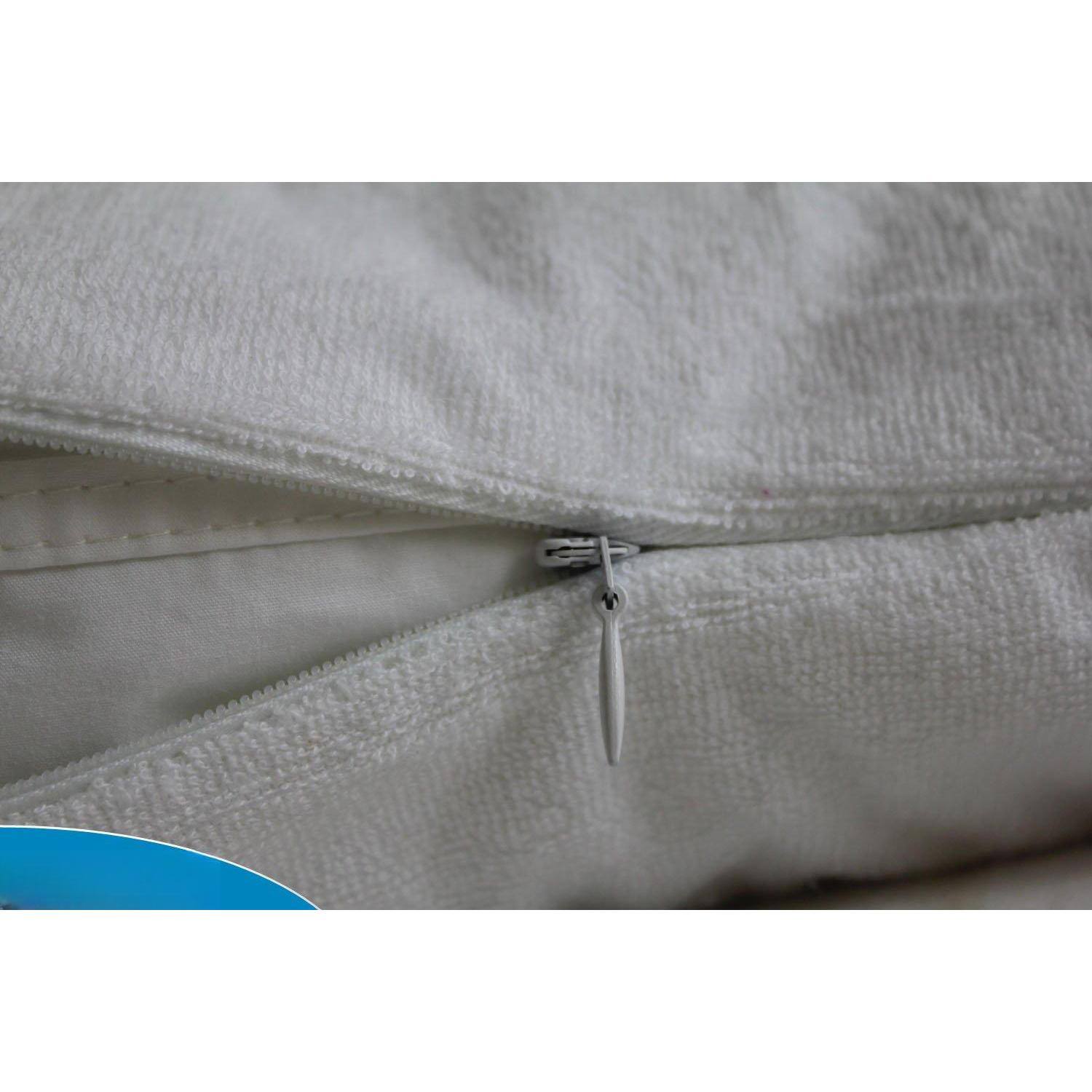 Alt View 1. Fabibe - Set Of 2 Standard Size Sureguard Pillow Protectors - Waterproof  Bed Proof Zippered Cotton Terry Covers Premium Cotton - King-Smooth Cotton.