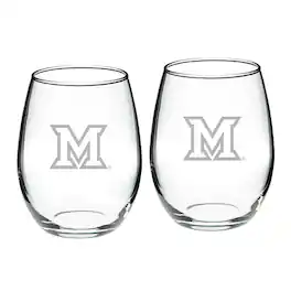 Jardine - Miami University RedHawks 2-Piece 21oz. Stemless Wine Glass Set - Multicolor