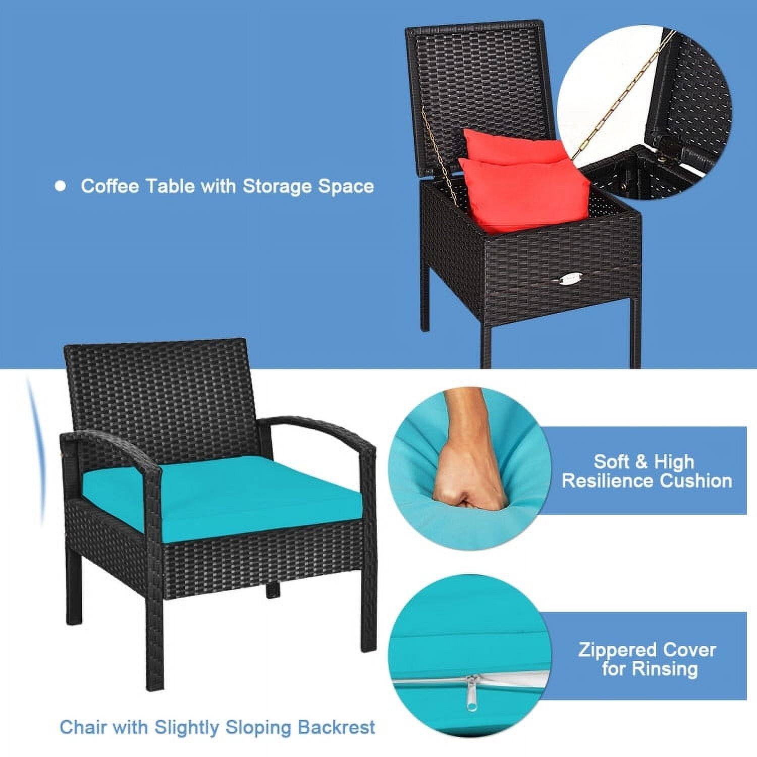 Coffee Table with Storage Space  
Soft & High Resilience Cushion  
Zippered Cover for Rinsing  
Chair with Slightly Sloping Backrest