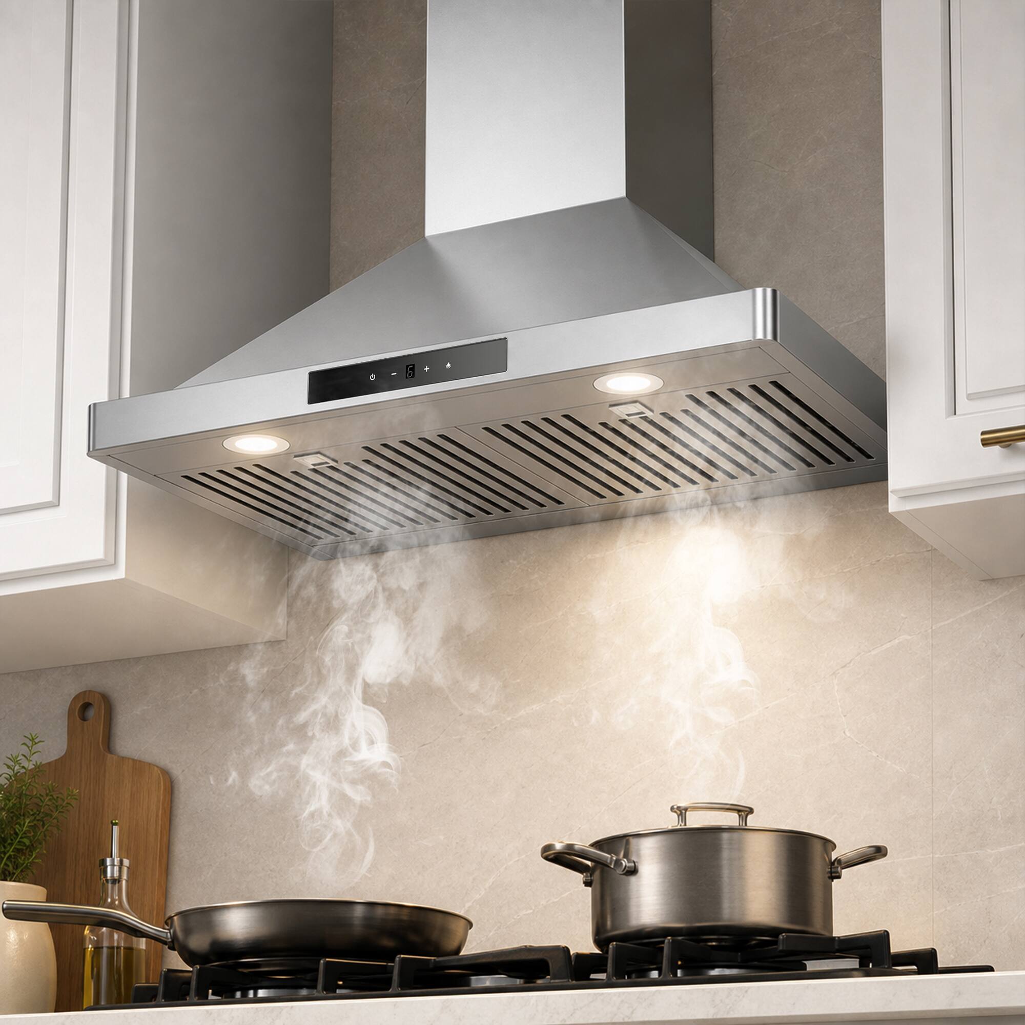 Alt View 3. Breezary - 30 inches - Externally Vented - Wall Range Hood - 6-Speed Fan - Stainless Steel.