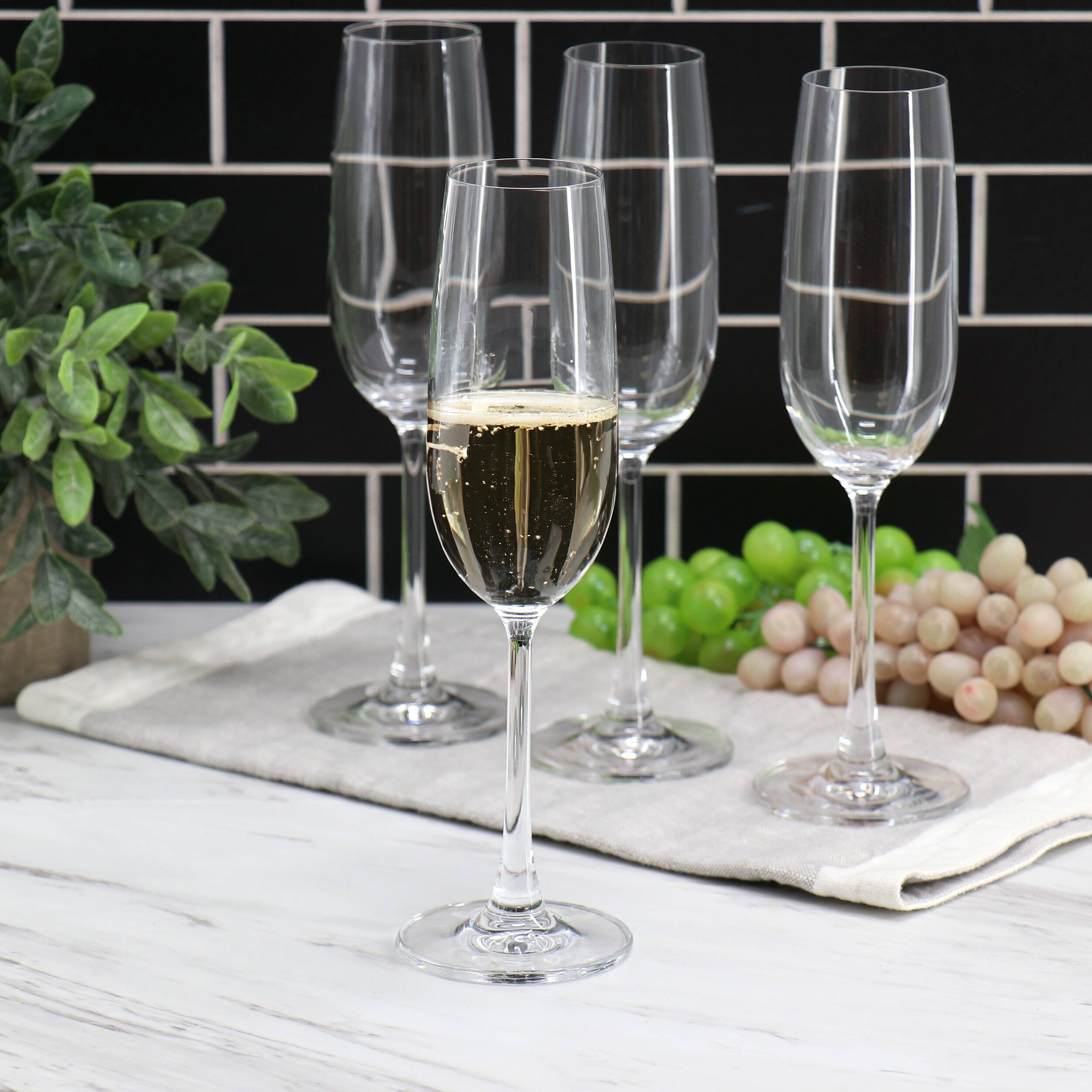 Alt View 4. Martha Stewart - Martha Stewart 4 Piece 7.3 Ounce Flute Glass Set in Clear - Clear.
