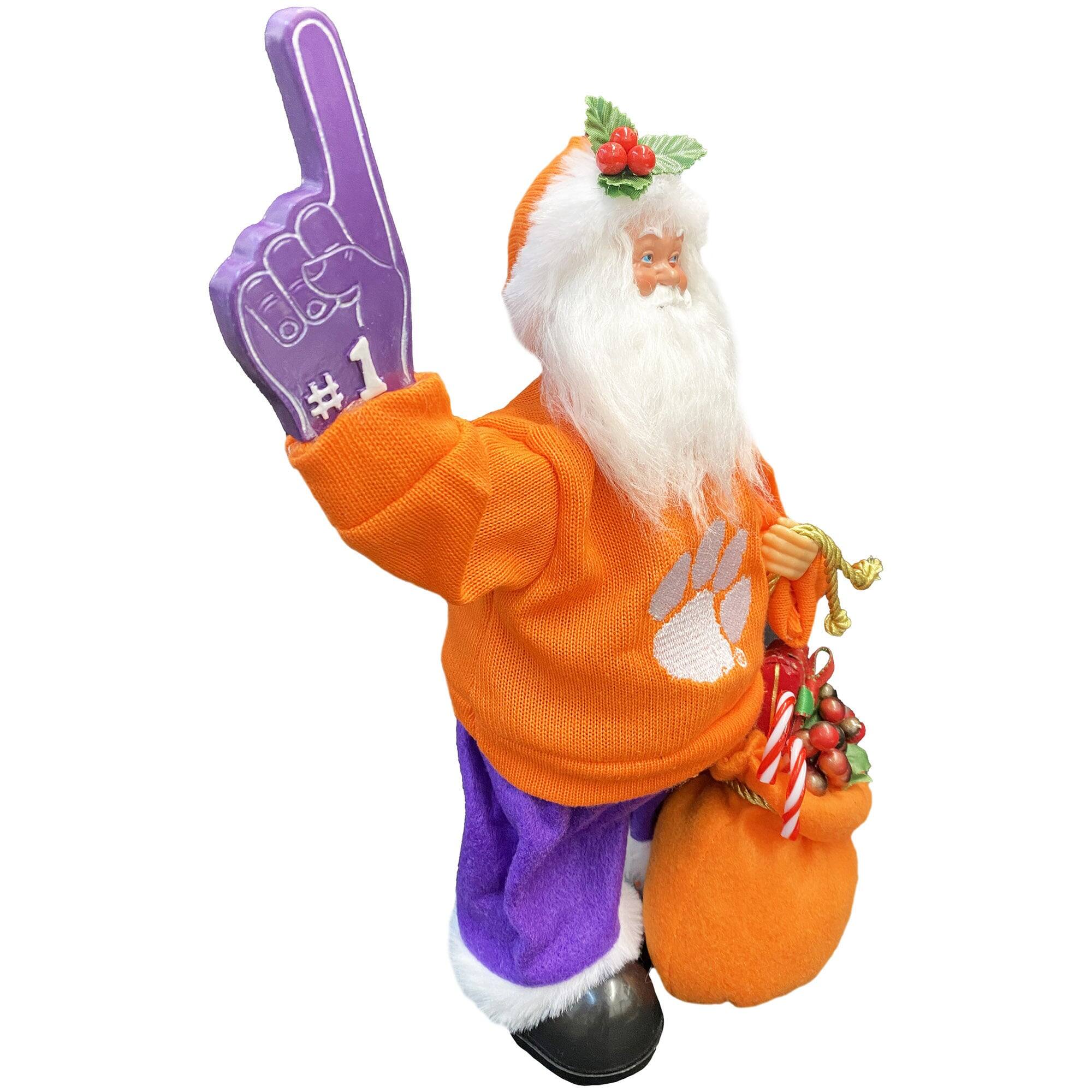 Alt View 3. Santa's Workshop - Clemson Tigers 12" Animated Musical Santa - Orange.