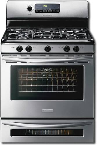 Front Standard. Frigidaire - 30" Self-Cleaning Freestanding Gas Convection Range - Black/Stainless-Steel.