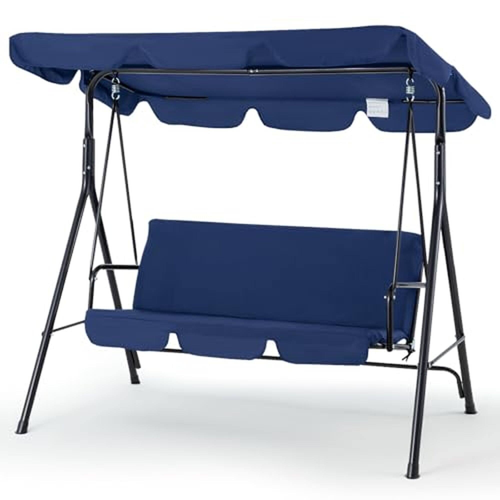 Boyel Living - 3 Person Metal Patio Swing with Removable Cushion Outdoor Porch Swing Chair - Blue