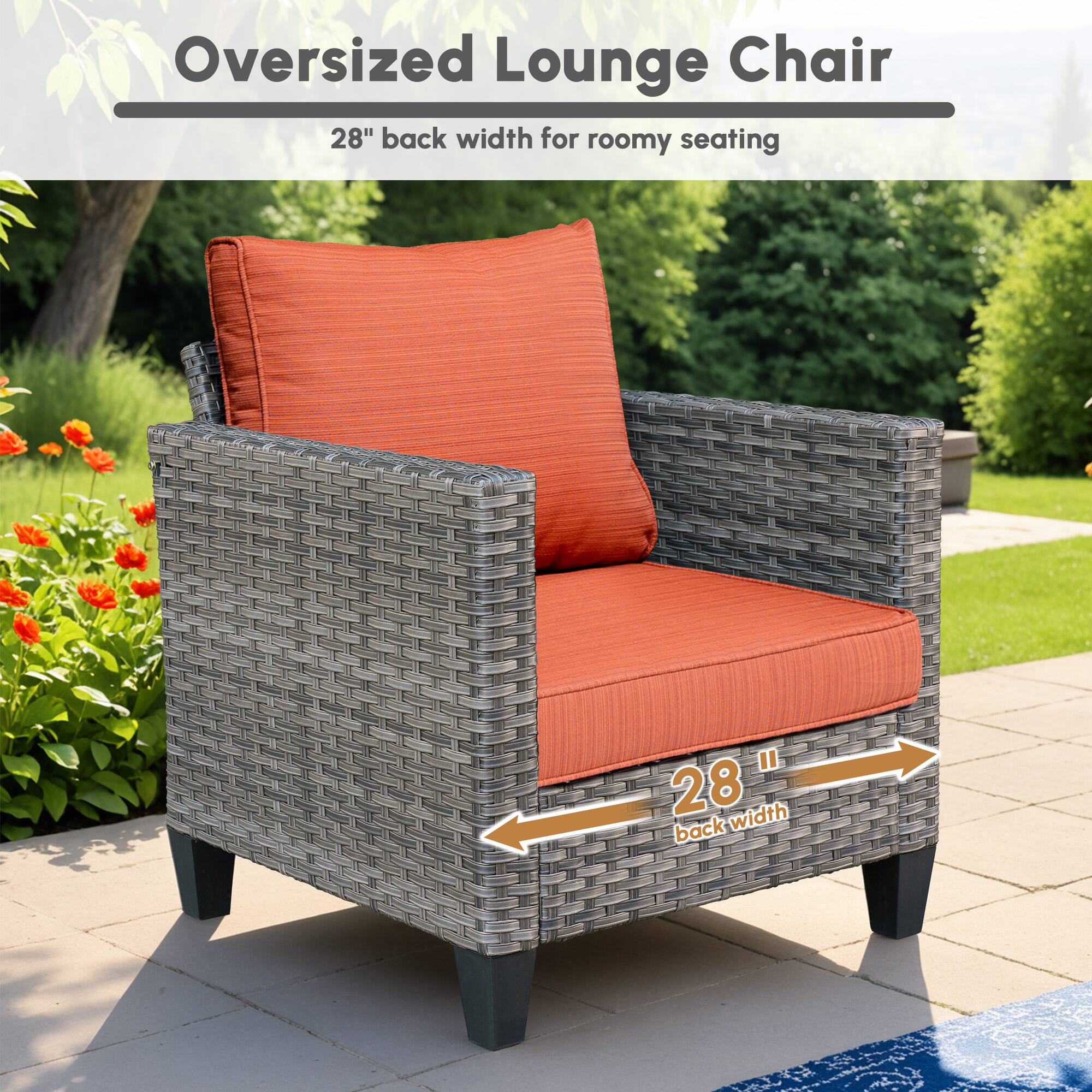 Oversized Lounge Chair  
28" back width for roomy seating  

28" back width