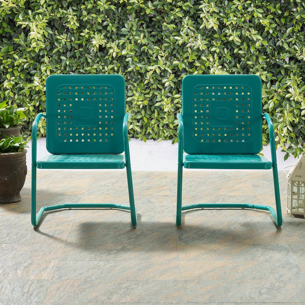 Alt View 9. Crosley Furniture - Bates 2Pc Retro Outdoor Chair Set - 2 Armchairs - Turquoise Gloss.