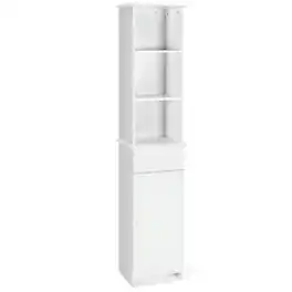 Pefilos - Bathroom Tall Freestanding Storage Cabinet with Open Shelves and Drawer- Bathroom Storage Cabinet for Entryway - White
