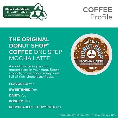 The Original Donut Shop One Step Mocha Latte Coffee Keurig K Cup