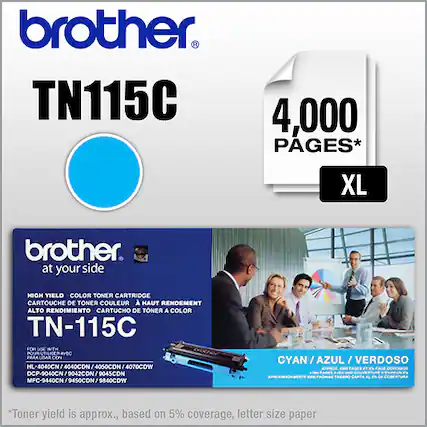Front. Brother - TN115C XL High-Yield Toner Cartridge - Cyan.