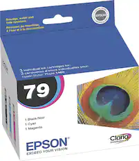Front. Epson - 79 with Sensor XL 3-Pack High-Yield - Black/Cyan/Magenta Ink Cartridges - Black/Cyan/Magenta.