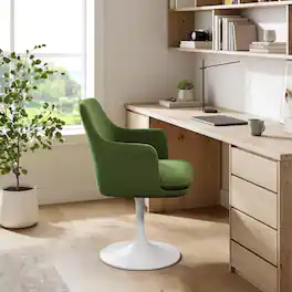 Lippa Swivel Dining Armchair by Modway - White Moss Green