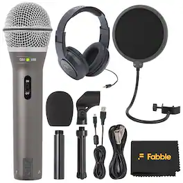 Samson - Q2U Recording & Podcasting Pack SR350 Over-Ear Stereo Headphones + Pop Filter & Foam Windscreen