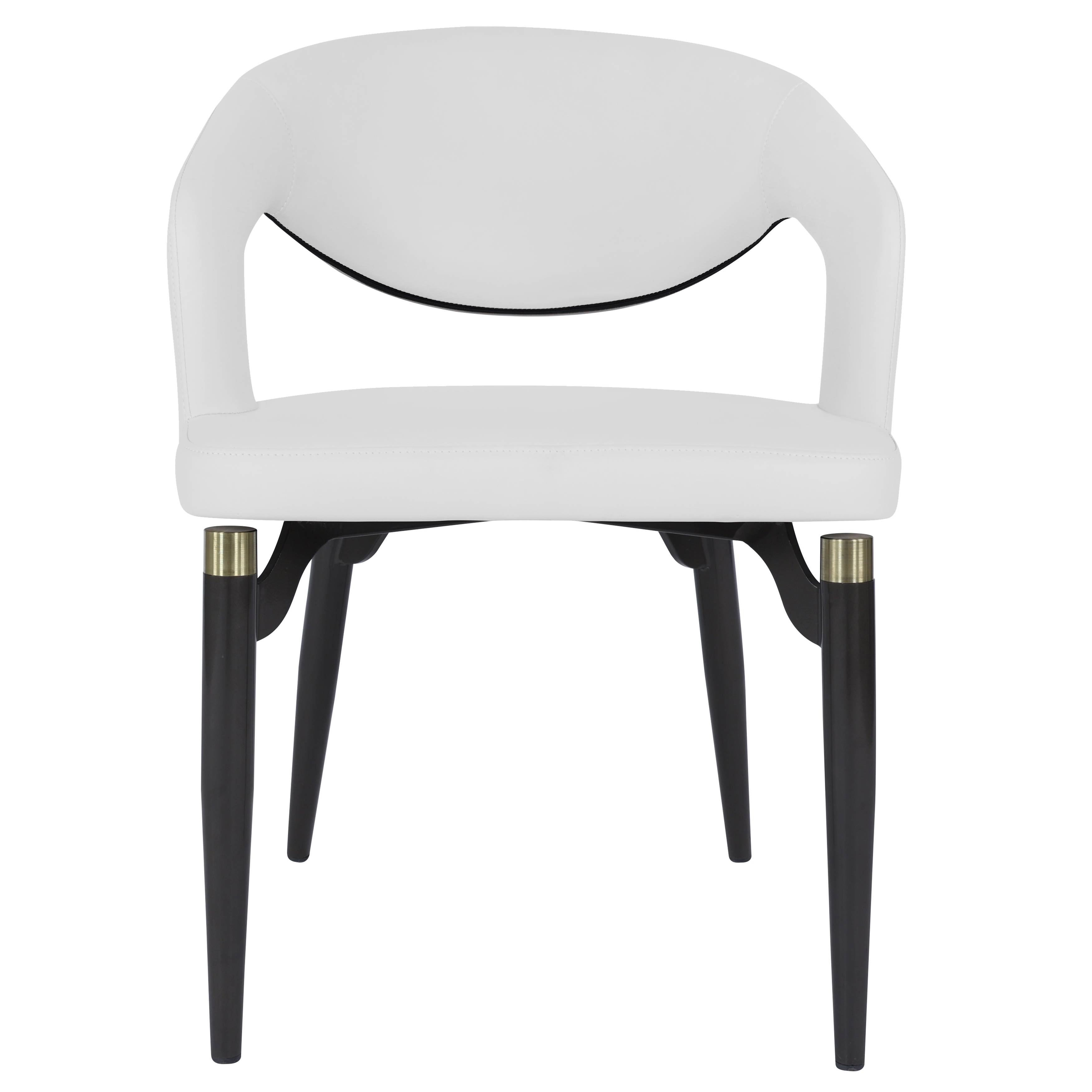 Alt View 3. LeisureMod - Entice 4-PCS Modern Upholstered Leather Kitchen & Dining Chair with Floor Glides - White.