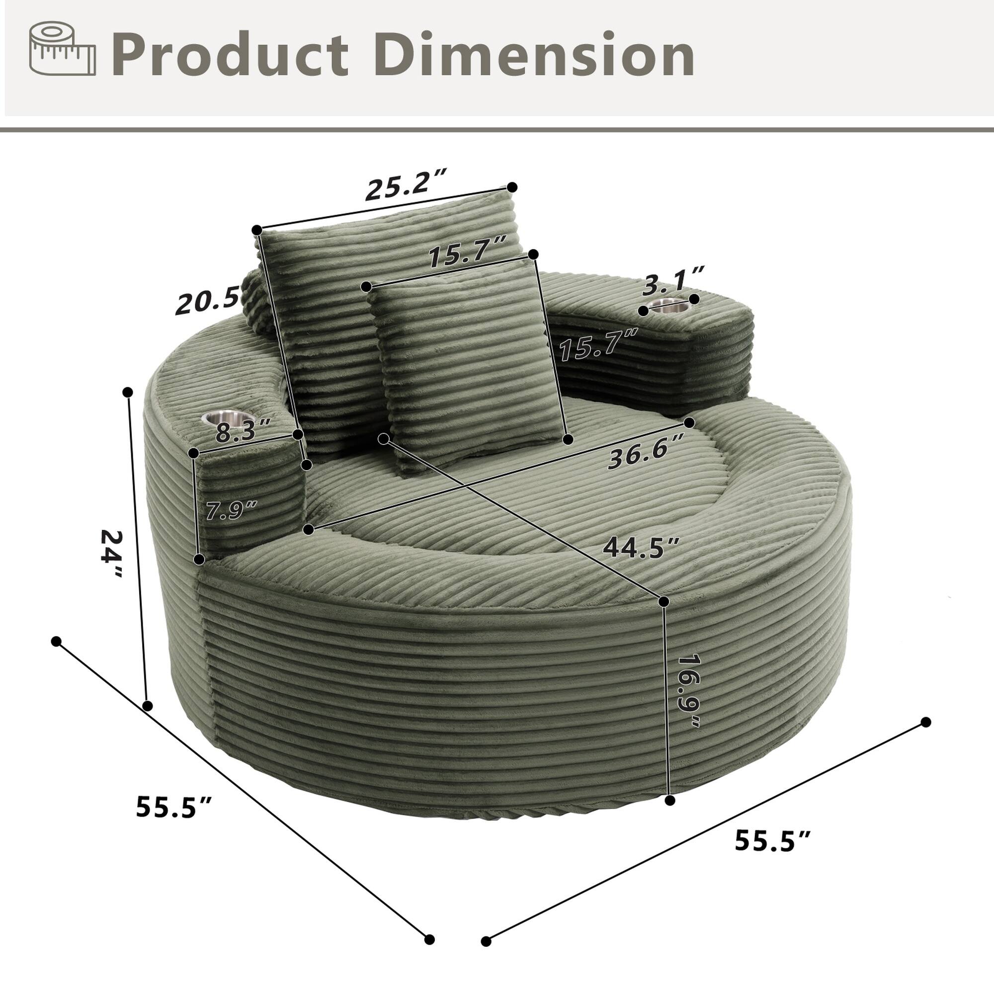 Product Dimension: 20.5" x 25.2" x 15.7" x 3.1" x 15.7" x 24" x 8.3" x 7.9" x 36.6" x 44.5" x 16.9" x 55.5" x 55.5"