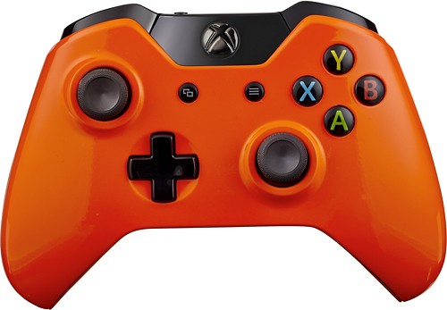 blue and orange xbox one controller