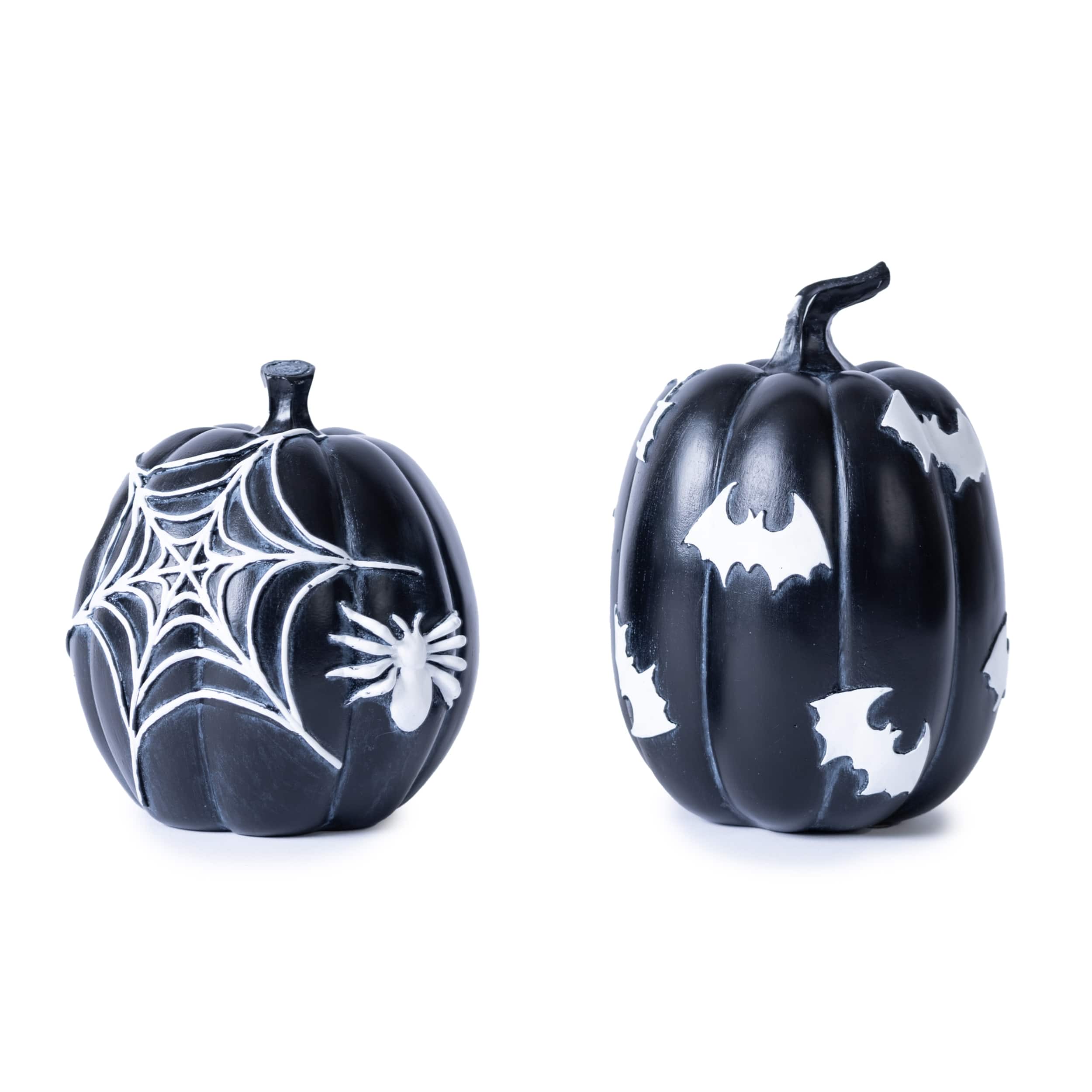 BreeBe - Halloween Spider and Bat Pumpkin (Set of 2) - Black, White