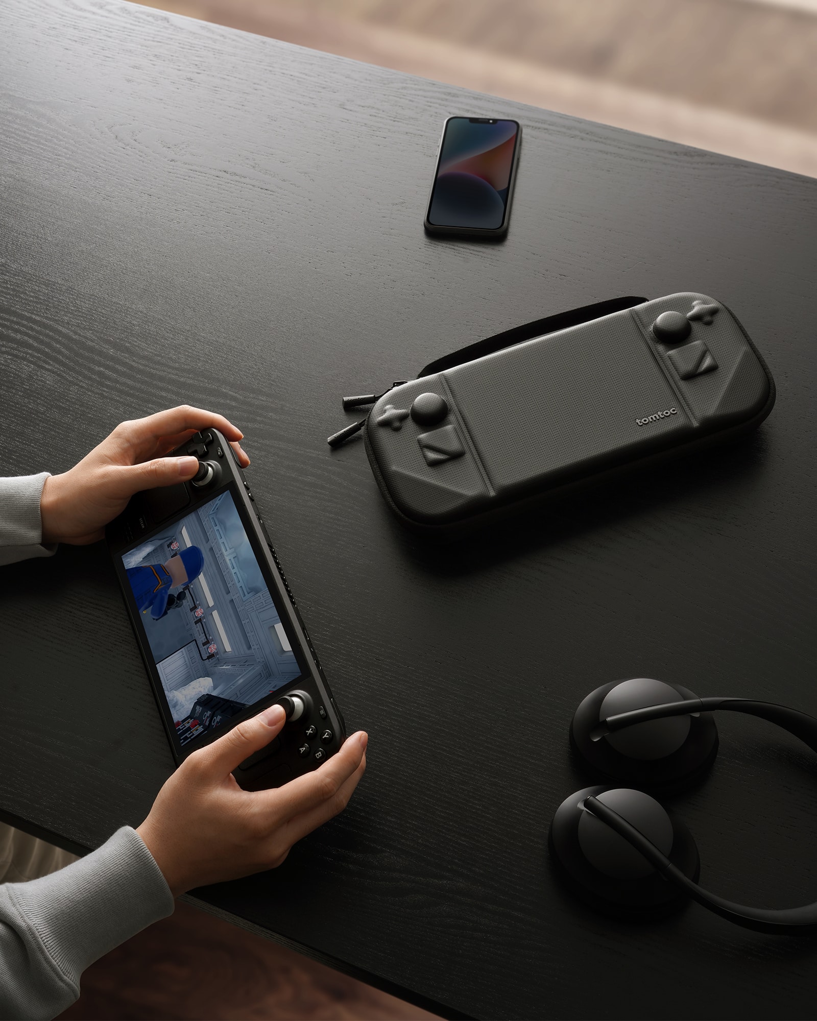 Alt View 16. tomtoc - FancyCase-G38 Slim Case for Steam Deck/Steam Deck OLED, Portable Travel Eva Hard Shell, Military Grade Protection - Black.