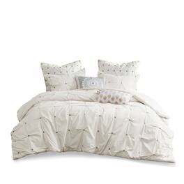 Gracie Mills - Velez 3-Piece Modern Tufted-Inspired Cotton Comforter Set - White