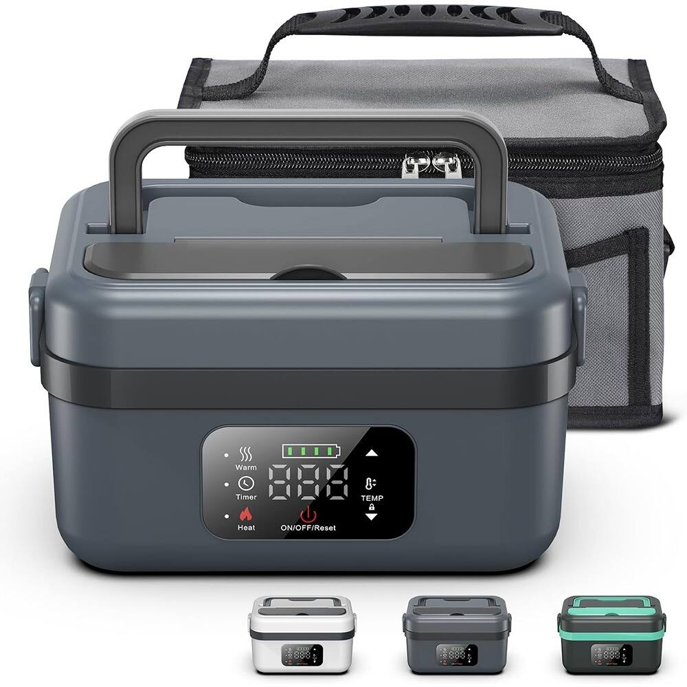 RTMB - Cordless Electric Lunch Box – Rechargeable, Portable Food Warmer - Gray