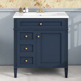 Loheer - 30 inch bathroom vanity with sink Modern Single Sink Cabinet - Blue