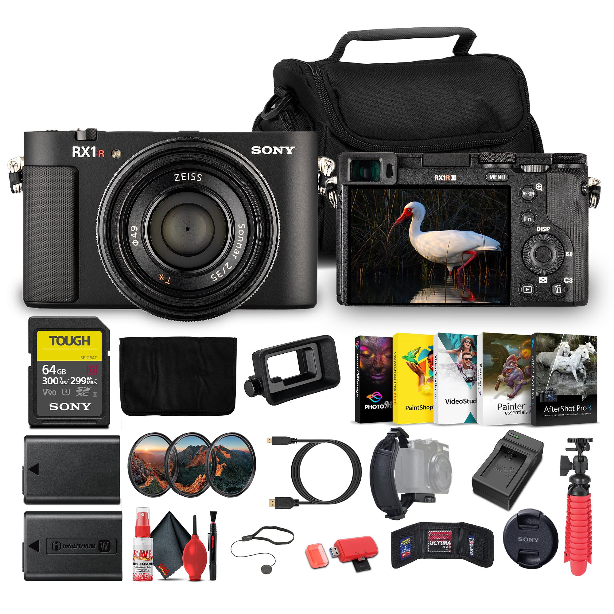 Sony - RX1R III Compact Camera Bundle + 64GB Card + Battery + Photo Software + Charger + Accessories Kit