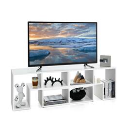 Ecooso - 65 Inch Adjustable TV Stand 3-Piece Design with Storage and Shelves - White