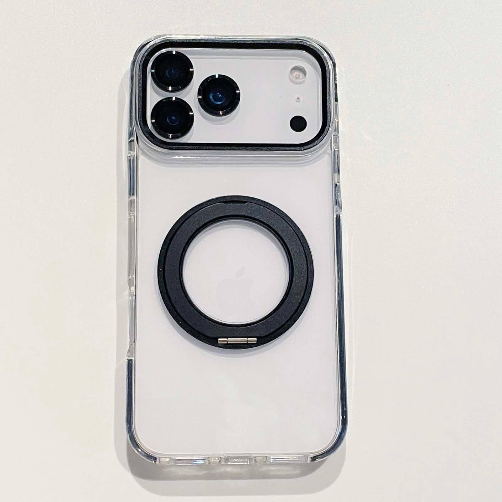 Alt View 5. UUCOVER - For Apple iPhone 17 Pro Magnetic Kickstand Clear Case with Camera Lens Protector, Rotating Ring Compatible with MagSafe - Winered.