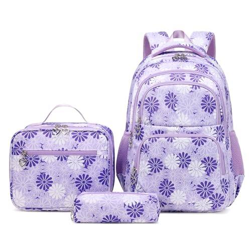 Pacoar Cade Printed Backpack For Girl 3pcs Set Bookbag With Lunch Box ...