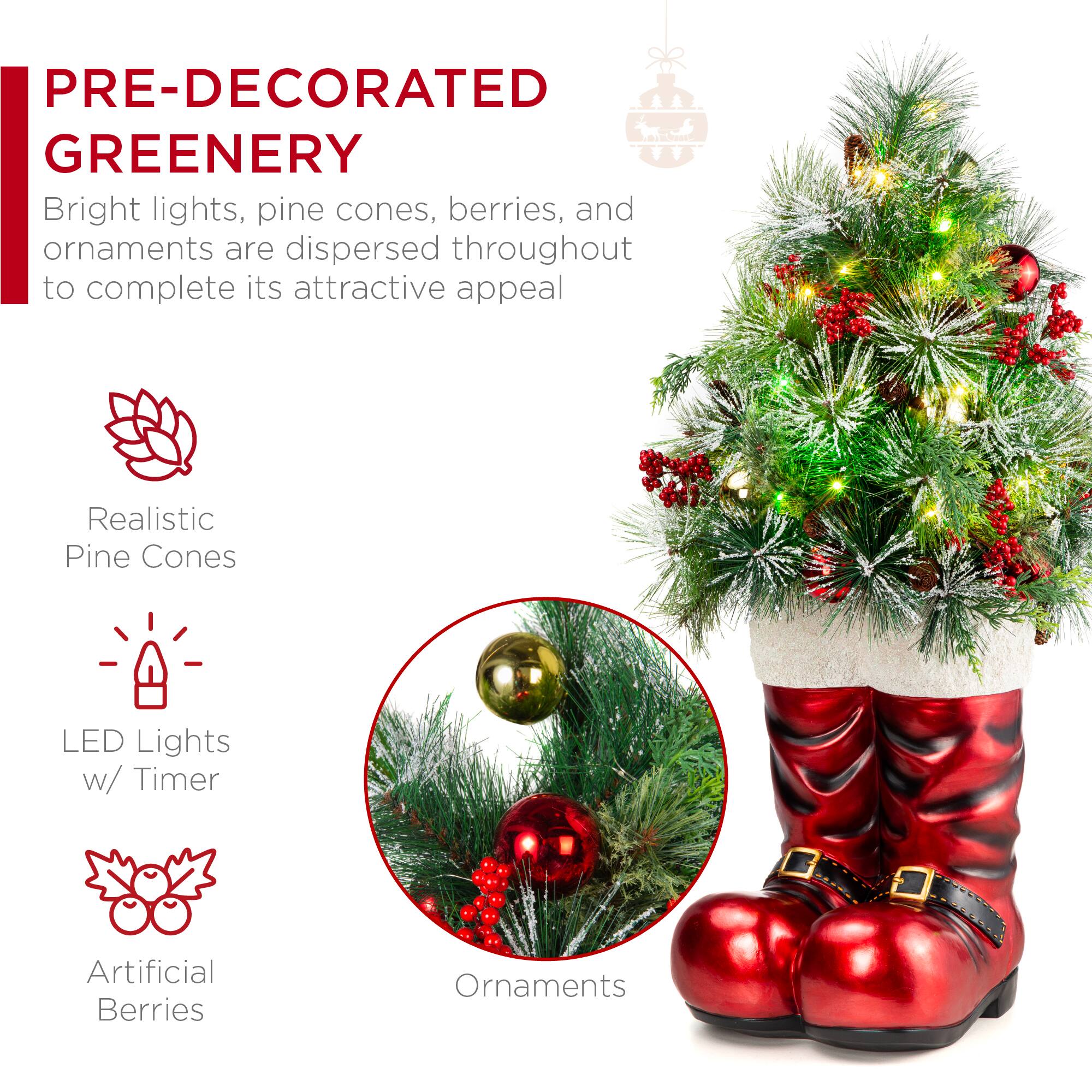 PRE-DECORATED GREENERY

Bright lights, pine cones, berries, and ornaments are dispersed throughout to complete its attractive appeal

- Realistic Pine Cones
- LED Lights w/ Timer
- Artificial Berries
- Ornaments