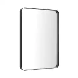 GRANDJOY - Black Bathroom Mirror for Wall, Rounded Rectangle Vanity Mirror, Modern Decorative for Bathroom - 24" * 32"