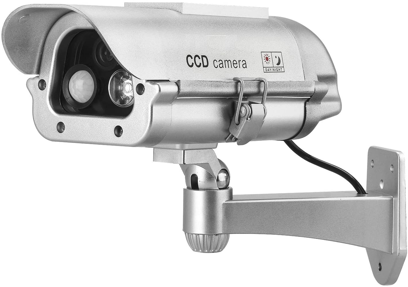 SPT - Solar Powered CCTV Security Decoy Camera with Motion Sensor and Flash Lights - Silver