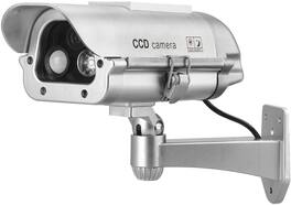 SPT - Solar Powered CCTV Security Decoy Camera with Motion Sensor and Flash Lights - Silver