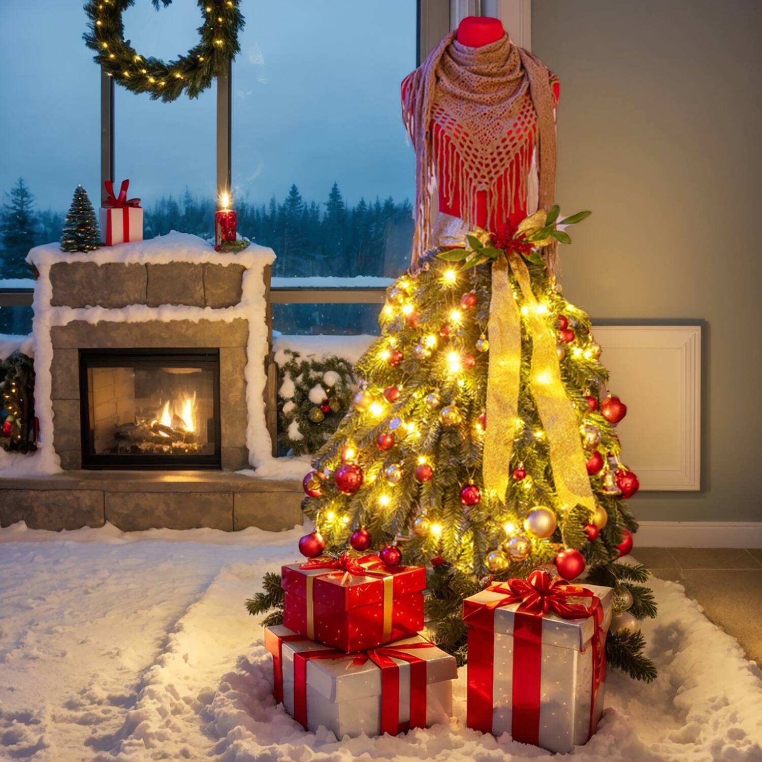 Front. Resenkos - Resenkos 5 FT Pre-lit Mannequin Artificial Christmas Tree Dress Form - Green.