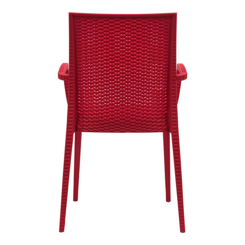 Alt View 2. LeisureMod - Mace 2-Pieces All-Weather Indoor Outdoor Woven Patio & Kitchen Chairs - Red.