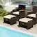 Alt View 1. Costway - 2 Pieces Outdoor Patio PE Wicker Ottomans with Removable Cushions Footstools - Mixed Brown + Beige.