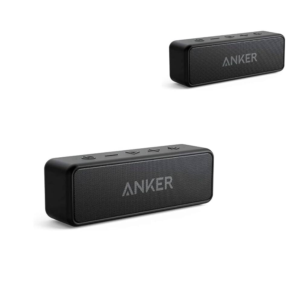 [2-pack] Anker Soundcore 2 Portable Bluetooth Speaker with 12W Stereo Sound - ,IPX7 Waterproof, 24-Hour Playtime - Black