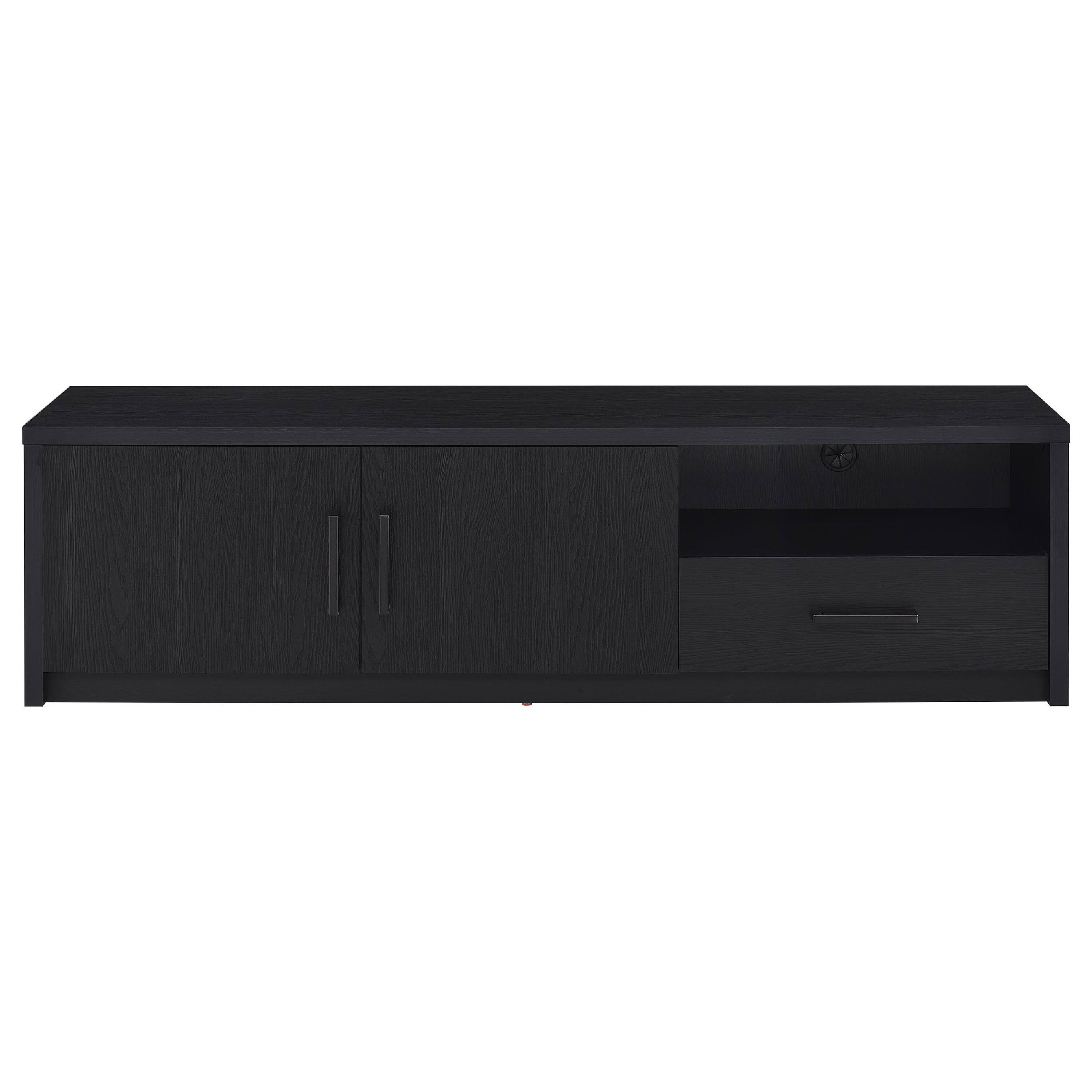 Alt View 1. Manhattan Lane - Marge TV Stand Media Console, 2 Doors and Drawer, Black Wood 70 Inch - Black.