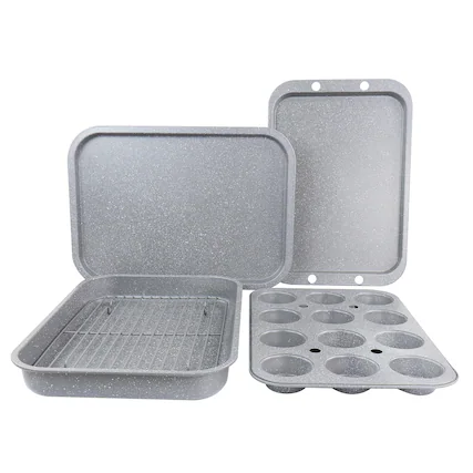 Front. Oster - Oster 5 Piece Carbon Steel Roasting and Baking Set - Gray.