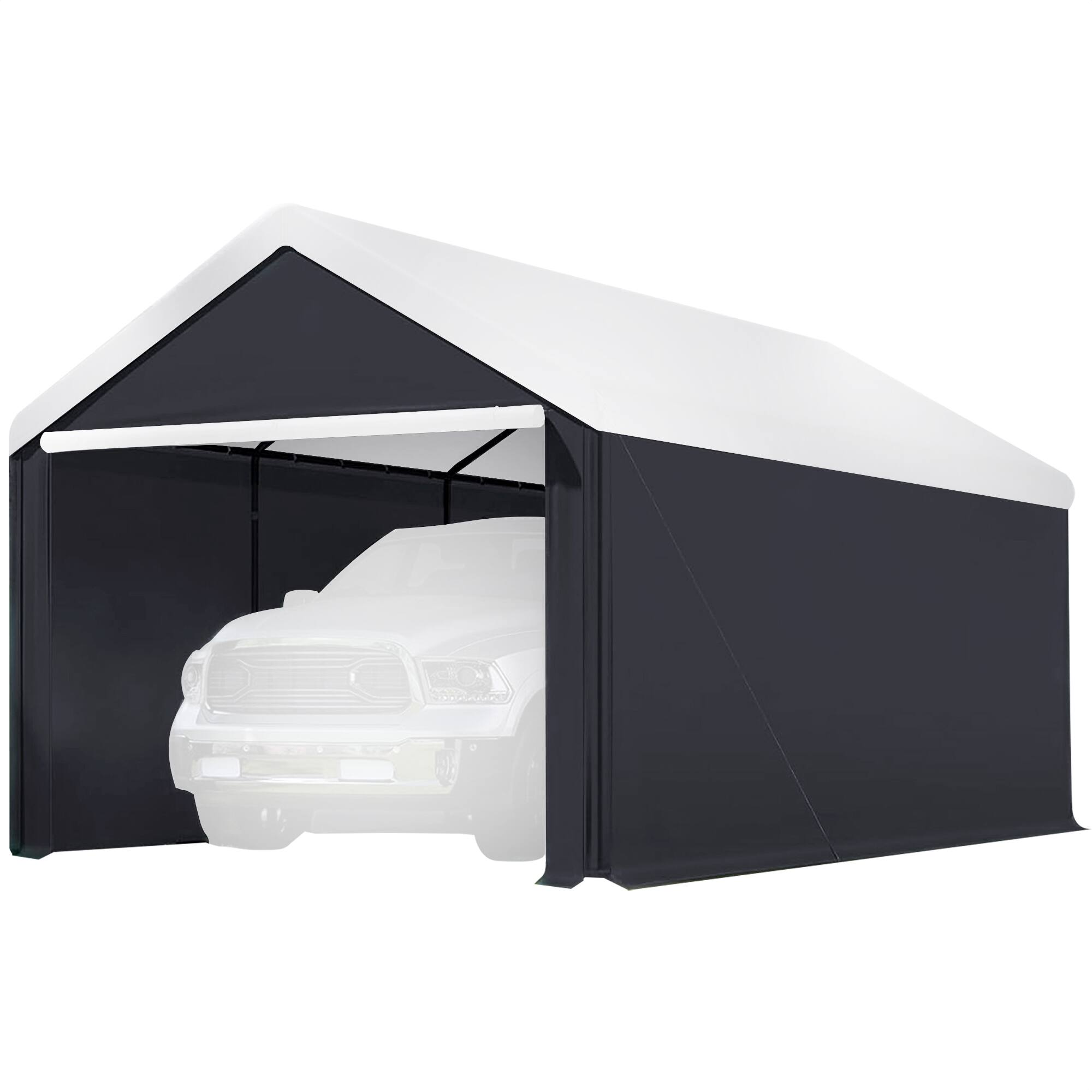 Front. Caravan Canopy - Caravan Canopy Domain 20x10 Foot Carport Tent Sidewalls, Black (Sidewalls Only) - Black.