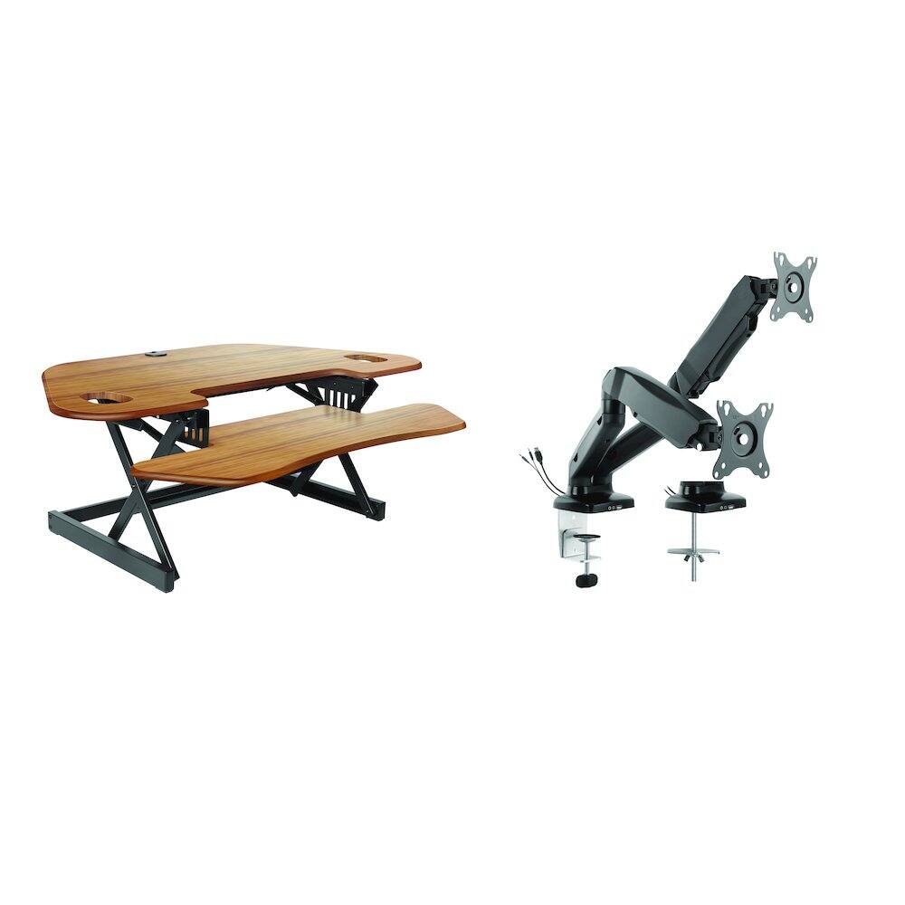 Rocelco - 46" Height Adjustable Corner Standing Desk Converter - Brown